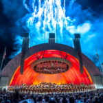 Hollywood Bowl shell with fireworks. Photo by Adam Latham.